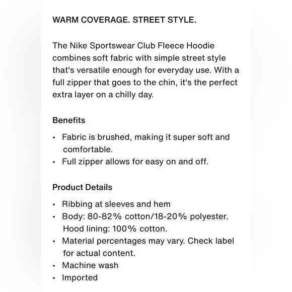 NEW w/o tags. NIKE sportswear fleece. Small. Men’s/ Unisex. - Picture 4 of 4